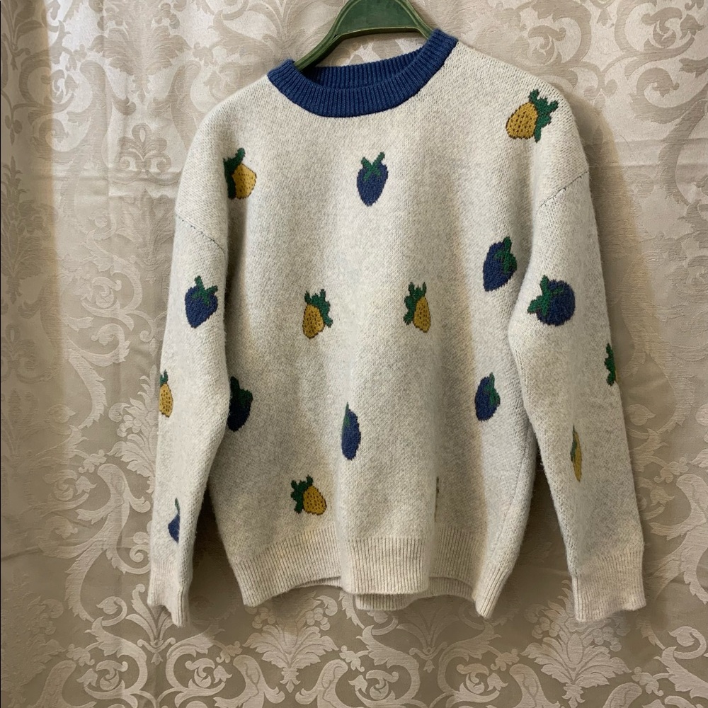 Thick Knit Strawberry Sweater